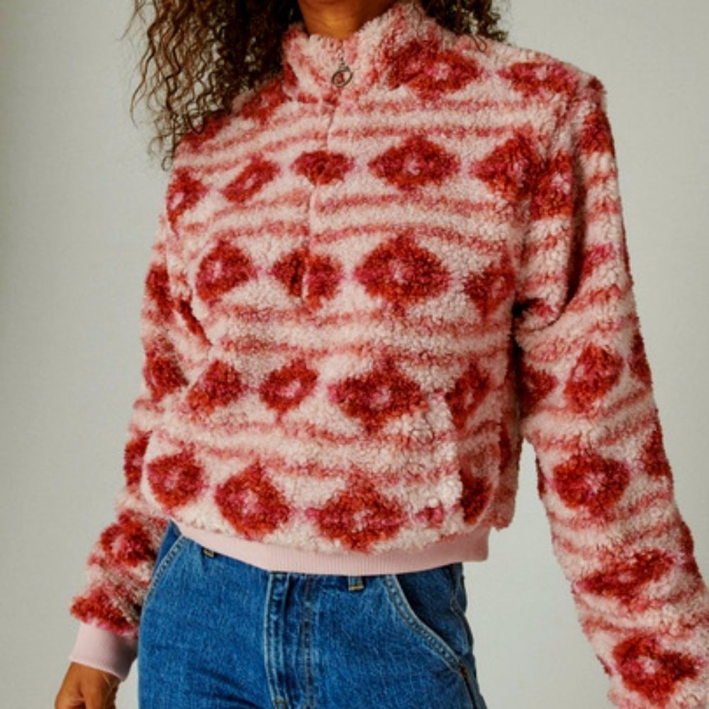 LUCKY BRAND Sherpa Half Zip Pull Over S  NWT